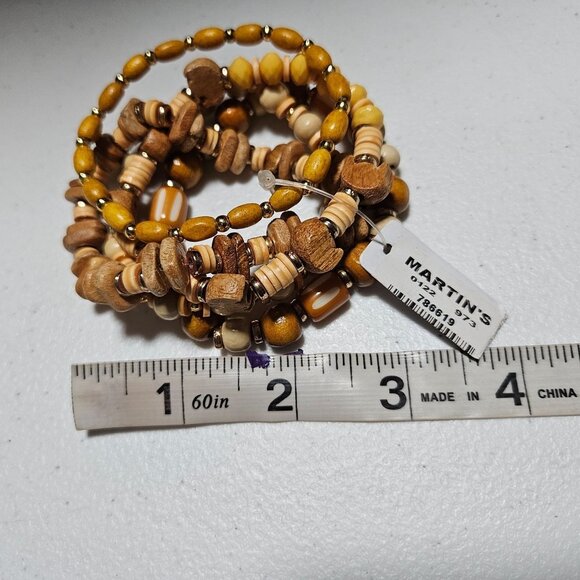 Boho Wooden Beaded Stretch Bracelets Lot of 5 Beach Core Fashion Jewelry Women - Picture 4 of 4